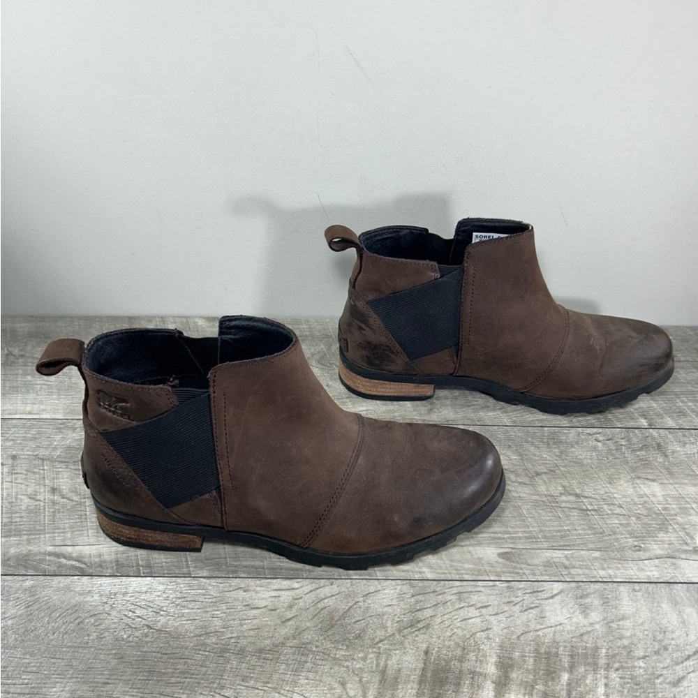 Sorel NL2671 Emelie Chelsea Womens Waterproof Brown Leather Booties Boots Sz 11